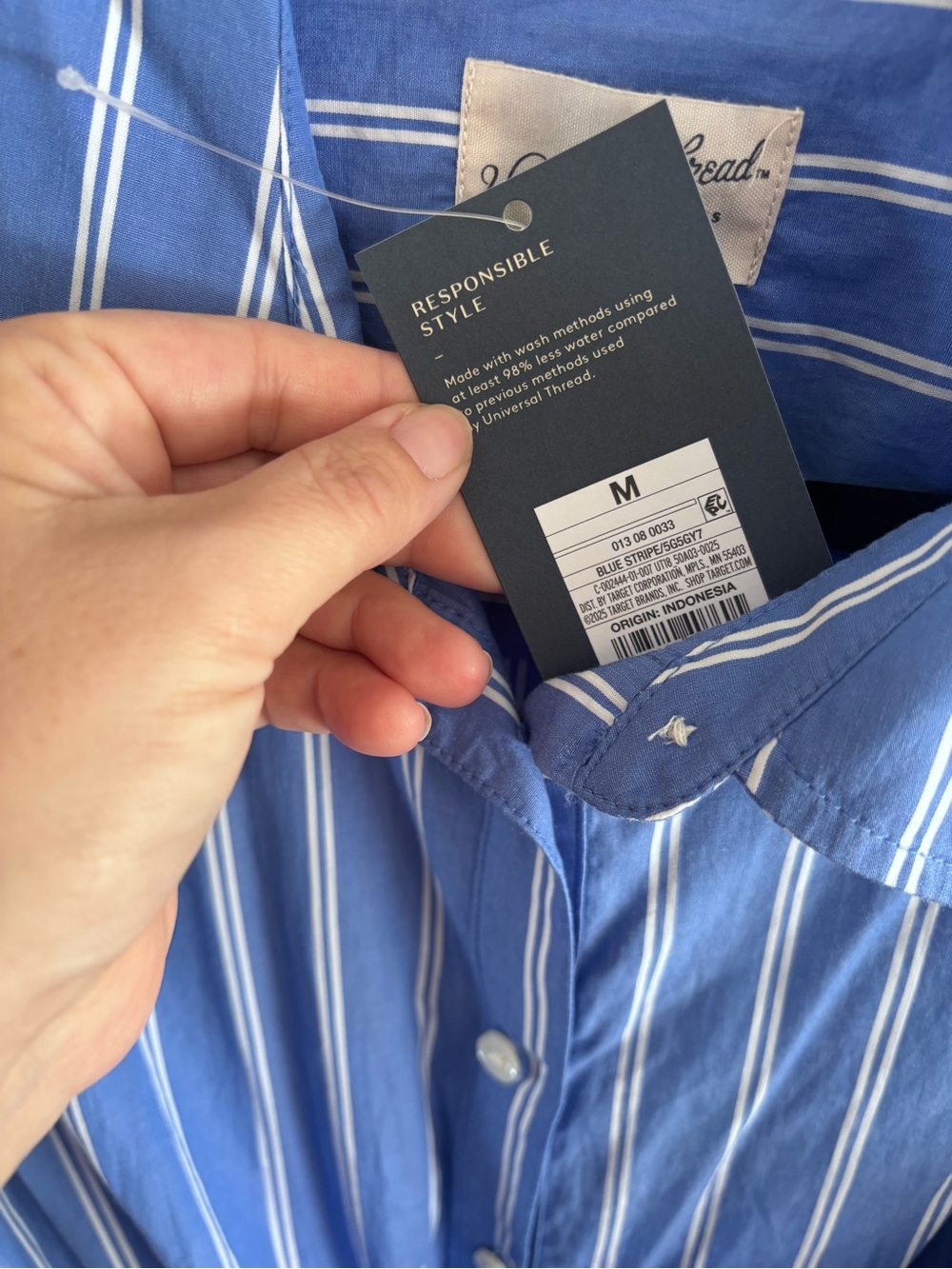 Universal Thread Blue and White Striped Midi Shirt Dress - Picture 4 of 4